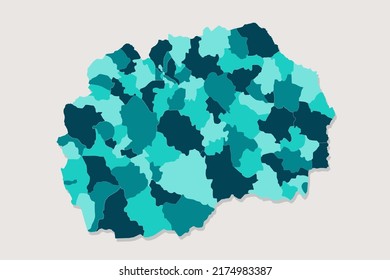 Macedonia Map - World Map International vector template with High detailed including blue and green outline color isolated on white background - Vector illustration eps 10