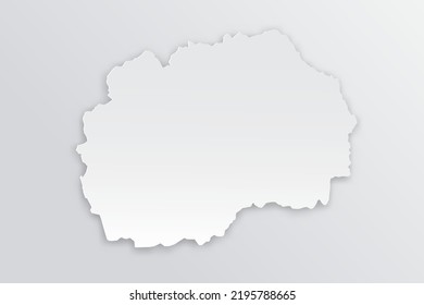 Mapa de Macedonia - Mapa mundial Plantilla vectorial internacional con 3D, estilo de papel que incluye sombra y color blanco sobre fondo gris para diseño, educación, infografía - Ilustración vectorial eps 10