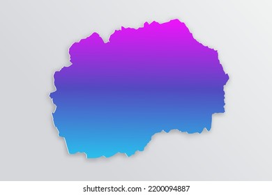 Mapa de Macedonia - Mapa mundial Plantilla vectorial internacional con 3D, estilo de papel que incluye sombra y azul gradiente, color púrpura sobre fondo gris para el diseño, infografía - Ilustración vectorial eps 10