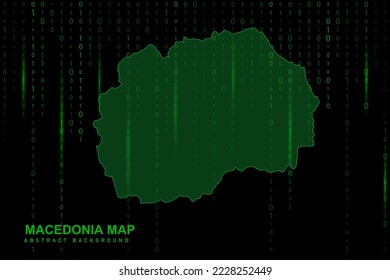 Macedonia Map - World Map International vector template with Matrix green binary computer code background including light for design, website, hacker concept - Vector illustration eps 10
