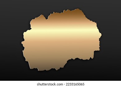 Macedonia Map - World map International vector template with 3D, gold luxury style including shadow on black background for design, education, website, infographic - Vector illustration eps 10