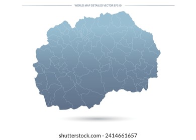 Macedonia Map - World Map International vector template with High detailed including grey and blue gradient color and white outline color isolated on white background - Vector illustration eps 10