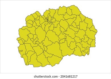 Macedonia map yellow Color on White Background