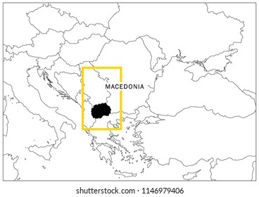 macedonia map yellow frame geography national 