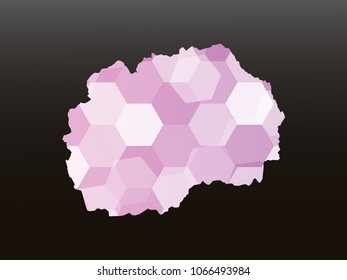 Macedonia map-Purple map made of hexagon on black and gray background, gradient color. Vector illustration eps 10.