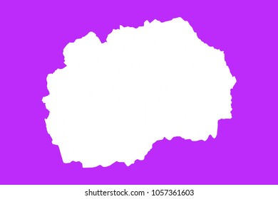 Macedonia map-White map on purple background. Each city and border has separately. Vector illustration eps 10.