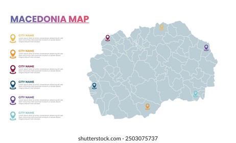 Macedonia Modern Map Infographic Template, Detailed infographic map of Macedonia Popular City