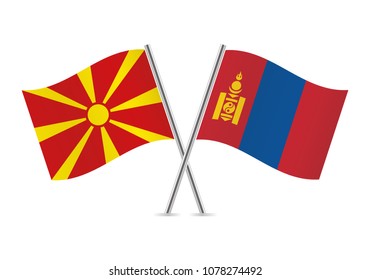 Macedonia and Mongolia flags. Vector illustration.