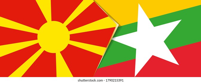 Macedonia and Myanmar flags, two vector flags symbol of relationship or confrontation.