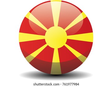 Macedonia national circle button flag background texture. Vector illustration.