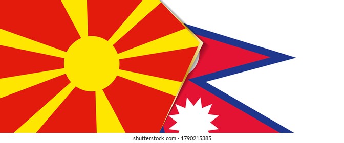 Macedonia and Nepal flags, two vector flags symbol of relationship or confrontation.