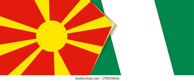 Macedonia and Nigeria flags, two vector flags symbol of relationship or confrontation.