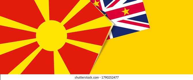 Banderas de Macedonia y Niue, dos banderas vectoriales símbolo de relación o confrontación.