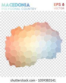 Macedonia polygonal, mosaic style country map. Shapely low poly style, modern design for infographics or presentations.
