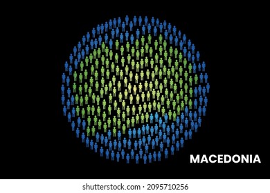 Macedonia population people map in globe vector illustration design