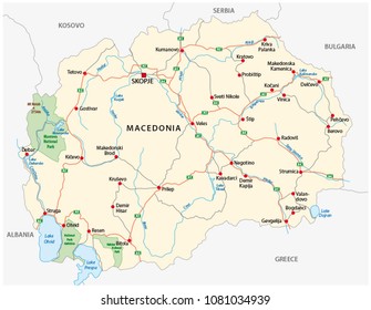 macedonia road and national park vector map