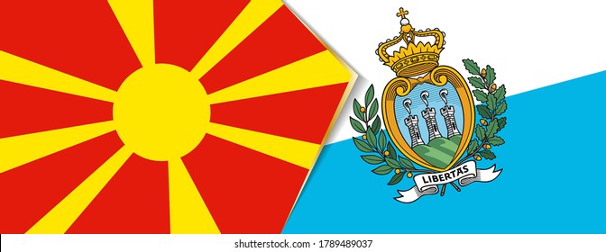 Macedonia and San Marino flags, two vector flags symbol of relationship or confrontation.