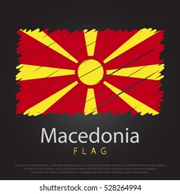 Macedonia scribbled flag. hand drawn lines in Vector Format on Gray Background. Vector illustration eps 10.