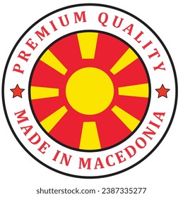 Macedonia. The sign premium quality. Original product. Framed with the flag of the country