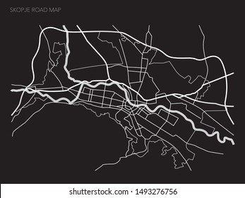 Macedonia Skopje Road Map Vector