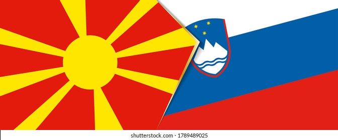 Macedonia and Slovenia flags, two vector flags symbol of relationship or confrontation.
