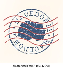 Macedonia Stamp Postal. Map Silhouette Seal. Passport Round Design. Vector Icon. Design Retro Travel.