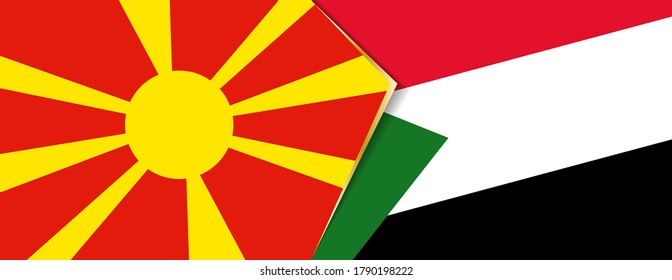 Macedonia and Sudan flags, two vector flags symbol of relationship or confrontation.