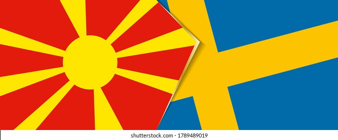 Macedonia and Sweden flags, two vector flags symbol of relationship or confrontation.