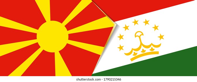 Macedonia and Tajikistan flags, two vector flags symbol of relationship or confrontation.