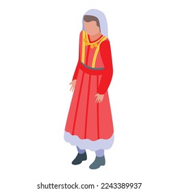 Macedonia traditional cloth girl icon isometric vector. Travel map. Landmark culture
