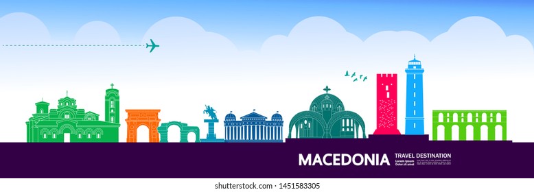 Macedonia travel destination grand vector illustration.