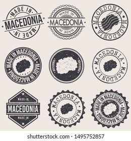 Macedonia Travel Stamp Made In Product Stamp Logo Icon Symbol Design Insignia.