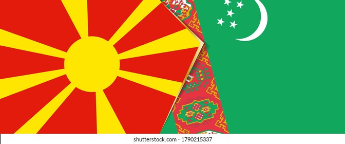 Macedonia and Turkmenistan flags, two vector flags symbol of relationship or confrontation.