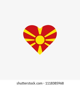 Macedonia Vector Flag Inside heart shape graphic element Illustration template design
