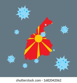 mapa gráfico vectorial macedonio y virus corona