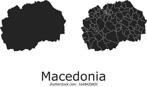 Macedonia vector maps with administrative regions, municipalities, departments, borders