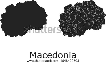 Macedonia vector maps with administrative regions, municipalities, departments, borders