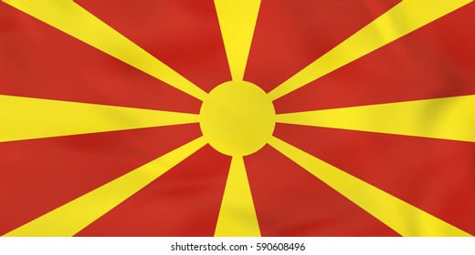 Macedonia waving flag. Macedonia national flag background texture. Vector illustration.