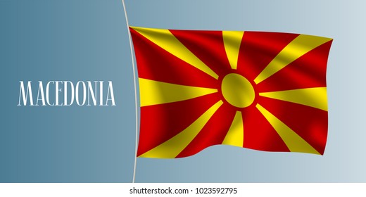 Macedonia waving flag vector illustration. Iconic design element  as a national Macedonian symbol 