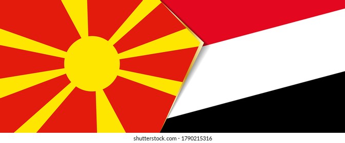 Banderas de Macedonia y Yemen, dos banderas vectoriales símbolo de relación o confrontación.