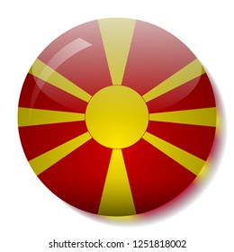 Macedonian flag glass button vector illustration