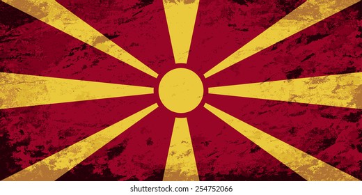 Macedonian flag. Grunge background. Vector illustration