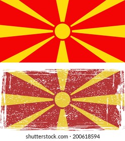 Macedonian grunge flag. Vector illustration. Grunge effect can be cleaned easily.