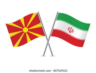 Macedonian and Iranian flags. Vector illustration.