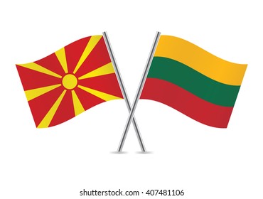 Macedonian and Lithuanian flags. Vector illustration.