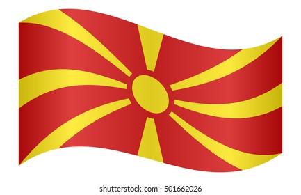 Macedonian national official flag. Patriotic symbol, banner, element, background. Correct colors. Flag of Macedonia waving on white background, vector illustration