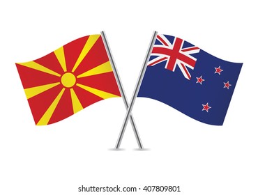 Macedonian and New Zealand flags. Vector illustration.