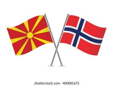 Macedonian and Norwegian flags. Vector illustration.