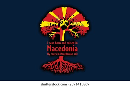 Macedonian roots and symbolism: a tree with the Macedonian flag, embodying national pride and love for nature	