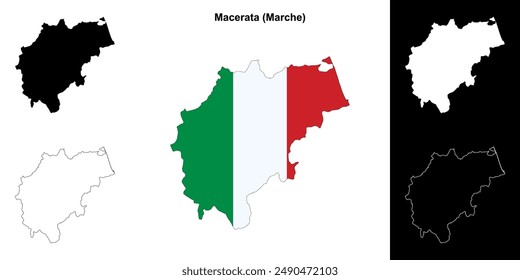Macerata Provinz Gliederung Karte Set